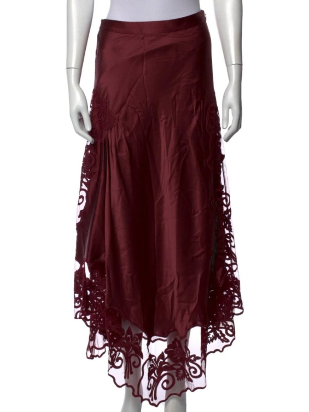 NWOT ULLA JOHNSON Asymmetrical Lace Midi Cressida Skirt in Amethyst XS $690 - Picture 5 of 6